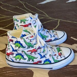 Converse White Dinosaur Print